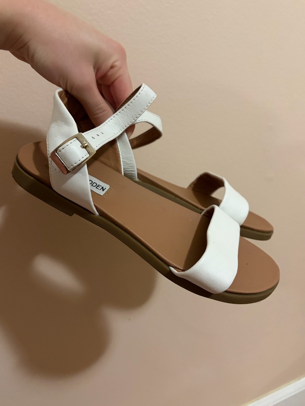 Steve Madden White Open-Toe Ankle Strap Sandals
